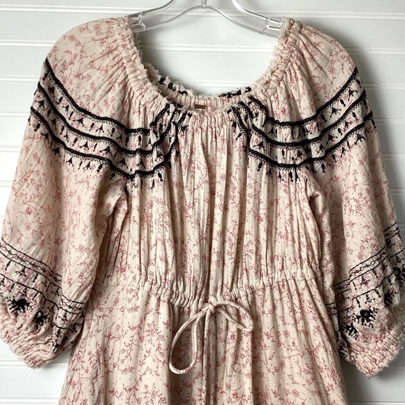 Free People Swing Into Spring floral embroidered off shoulder Mini Dress Sz S/P - Picture 4 of 13